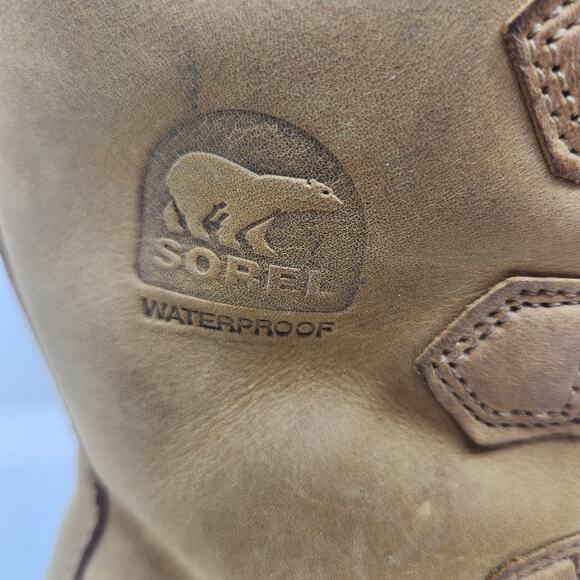 Sorel Out N About Plus Tall Waterproof Boots Camel Brown Leather Women Size 6 - Picture 2 of 10